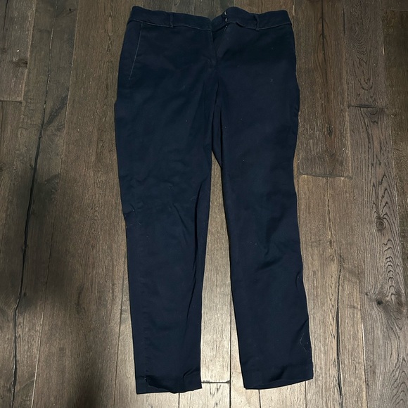 Slim-Fit Blue Business Casual Pants with Cropped Ankles - Picture 5 of 8
